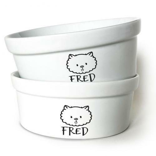 Kit Comedouro + Bebedouro Personalizados Com o Nome do Pet - Dupla de Tigelas de Cer�mica para Pets - Spitz - Lulu