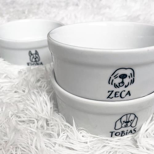 Comedouro/Bebedouro Personalizado Com o Nome do Pet - Tigela de Cerâmica para Pets - Vira Lata Peludo