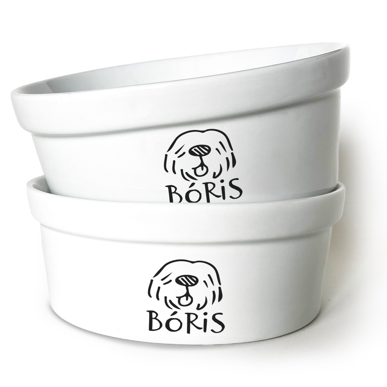 Kit Comedouro + Bebedouro Personalizados Com o Nome do Pet - Dupla de Tigelas de Cerâmica para Pets - Vira Lata Peludo