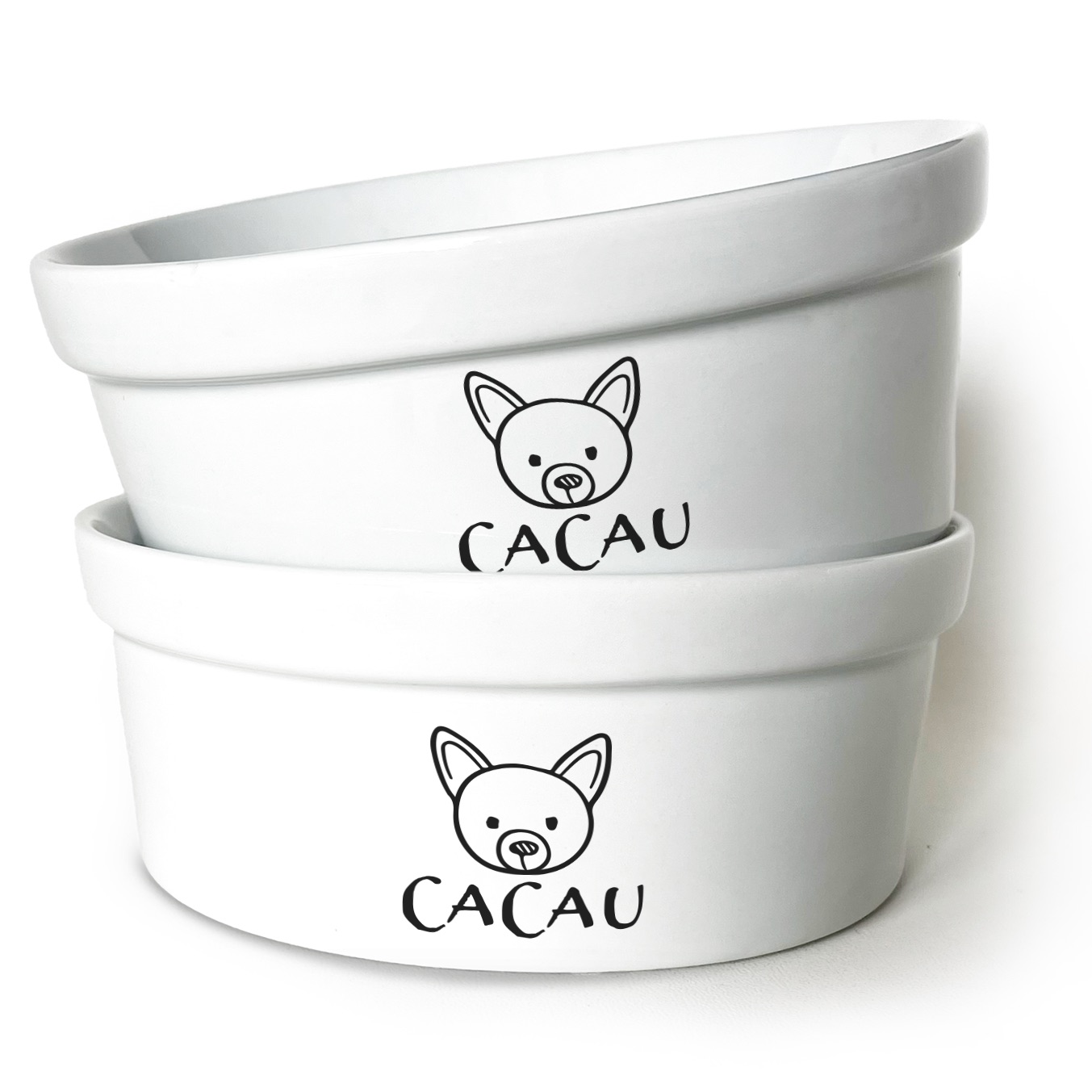 Kit Comedouro + Bebedouro Personalizados Com o Nome do Pet - Dupla de Tigelas de Cerâmica para Pets - Pinscher