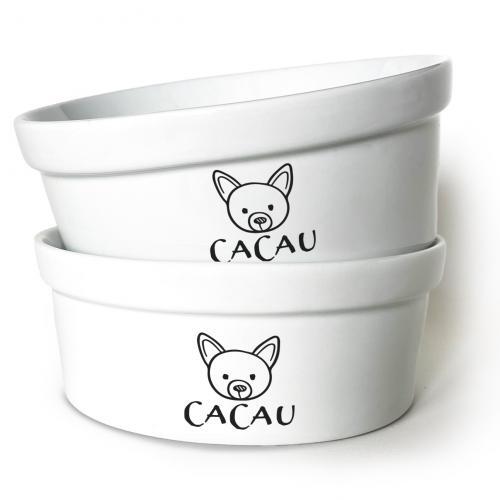 Kit Comedouro + Bebedouro Personalizados Com o Nome do Pet - Dupla de Tigelas de Cer�mica para Pets -  Pinscher