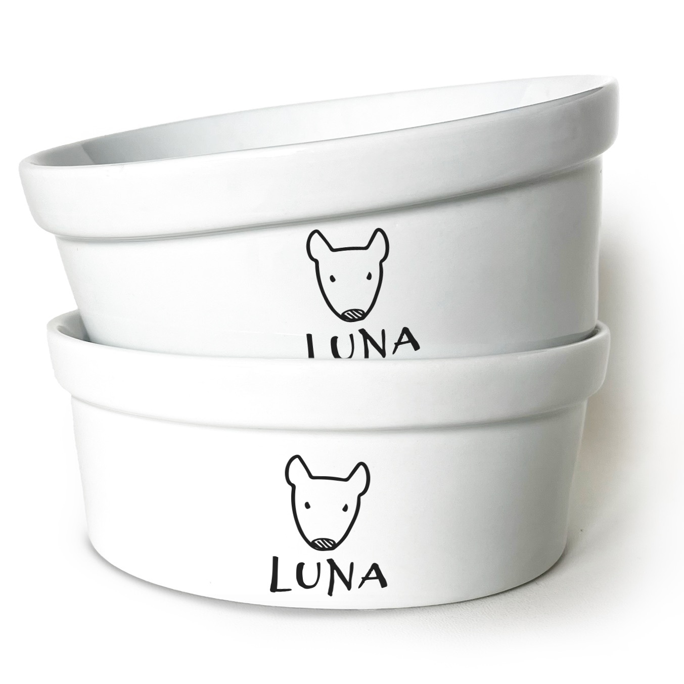 Kit Comedouro + Bebedouro Personalizados Com o Nome do Pet - Dupla de Tigelas de Cerâmica para Pets - Pit Bull