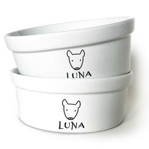 Kit Comedouro + Bebedouro Personalizados Com o Nome do Pet - Dupla de Tigelas de Cer�mica para Pets -  Pit Bull