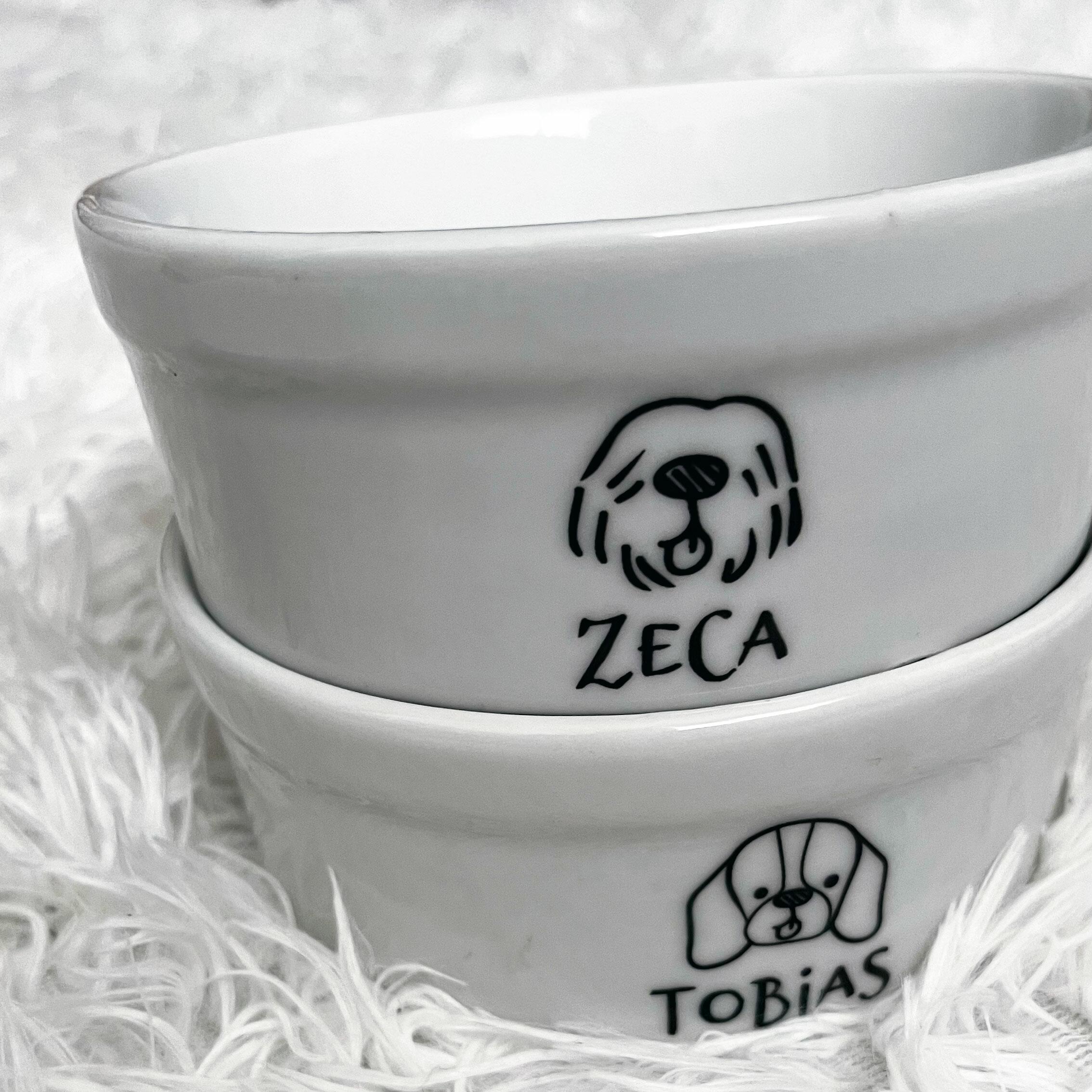 Kit Comedouro + Bebedouro Personalizados Com o Nome do Pet - Dupla de Tigelas de Cerâmica para Pets - Pit Bull