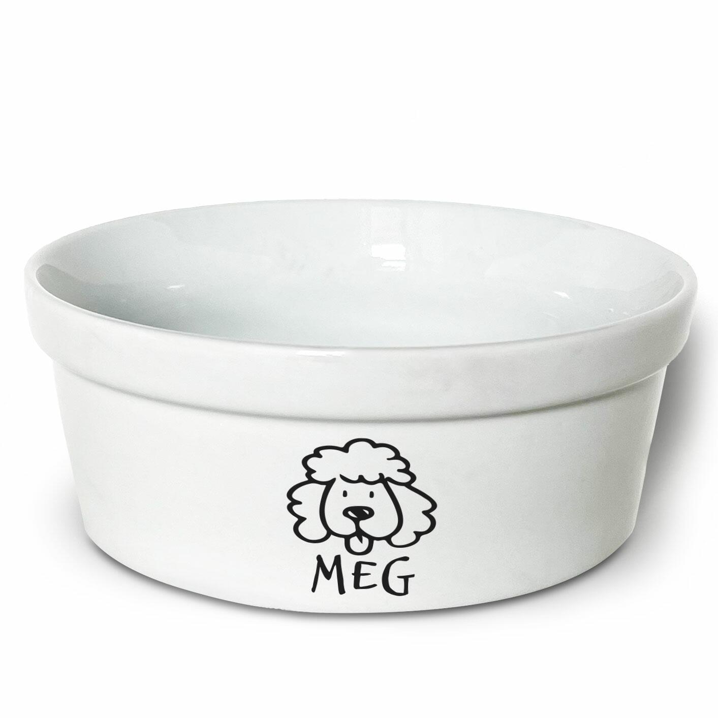Kit Comedouro + Bebedouro Personalizados Com o Nome do Pet - Dupla de Tigelas de Cerâmica para Pets - Poodle