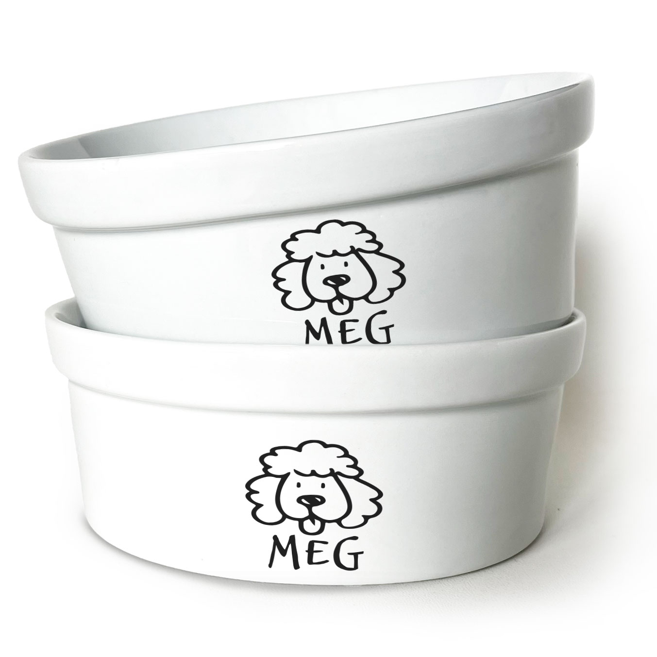 Kit 2 Tigelas Personalizadas + 2 Suportes de Elevação - Poodle