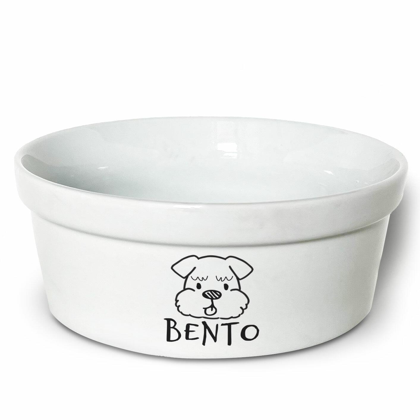 Kit Comedouro + Bebedouro Personalizados Com o Nome do Pet - Dupla de Tigelas de Cerâmica para Pets - Schnauzer