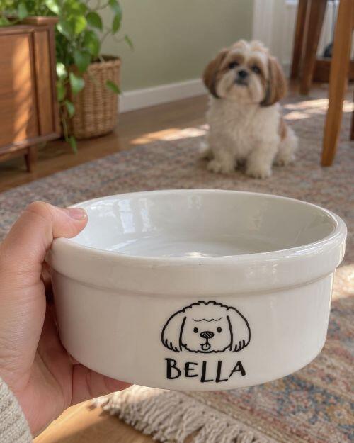 Kit Comedouro e Bebedouro para Shih Tzu Personalizado | Tigelas de Cerâmica