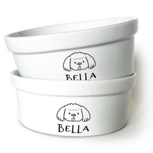 Kit Comedouro + Bebedouro Personalizados Com o Nome do Pet - Dupla de Tigelas de Cer�mica para Pets - Shihtzu