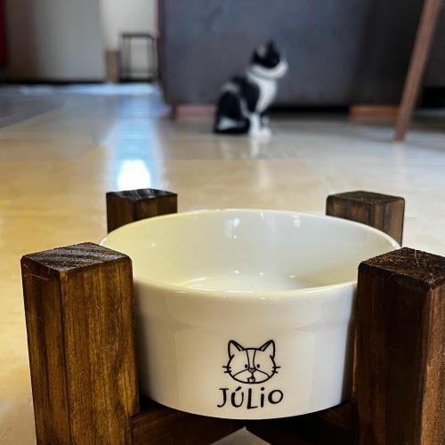 Comedouro/Bebedouro Personalizado Com o Nome do Pet - Tigela de Cer�mica para Pets - Yorkshire