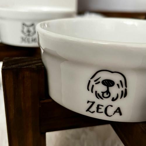 Comedouro/Bebedouro Personalizado Com o Nome do Pet - Tigela de Cer�mica para Pets - Vira Lata Pelo Curto