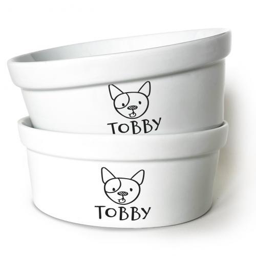 Kit Comedouro + Bebedouro Personalizados Com o Nome do Pet - Dupla de Tigelas de Cer�mica para Pets - Vira Lata Pelo Curto