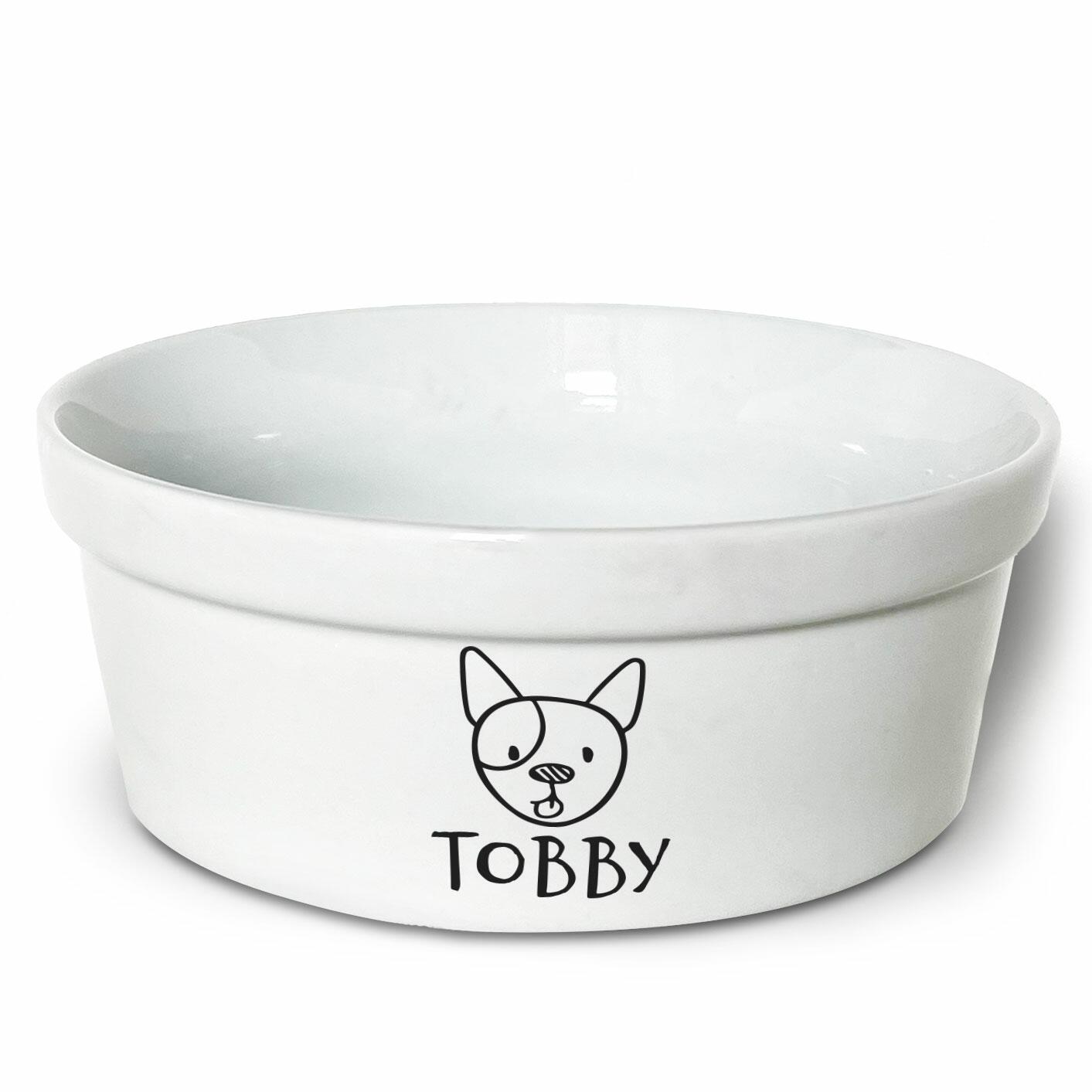 Kit Comedouro + Bebedouro Personalizados Com o Nome do Pet - Dupla de Tigelas de Cerâmica para Pets - Vira Lata Pelo Curto