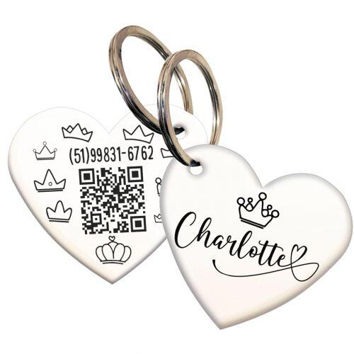 Placa de Identifica��o com Telefone e QR Code - Formato Cora��o - Realeza