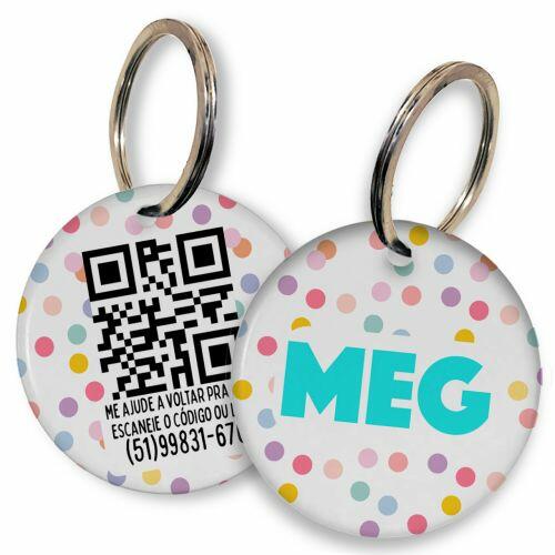 Placa de Identifica��o Personalizada com Telefone e QR Code - Confetes