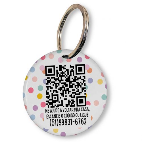 Placa de Identificação Personalizada com Telefone e QR Code - Confetes