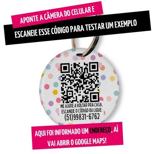 Placa de Identifica��o Personalizada com Telefone e QR Code - Confetes