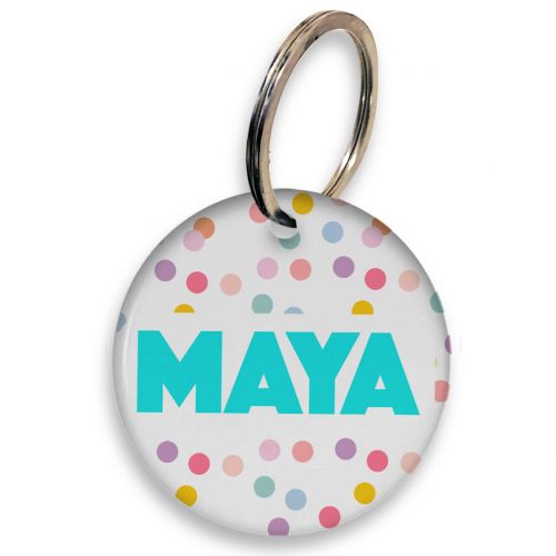 Placa de Identificação Personalizada com Telefone e QR Code - Confetes