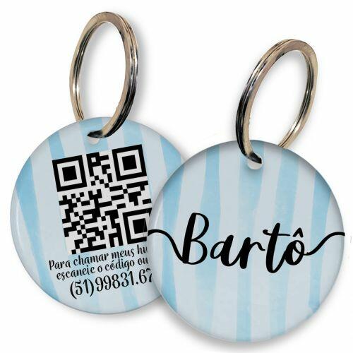 Placa de Identifica��o Personalizada com Telefone e QR Code - Listas Azuis