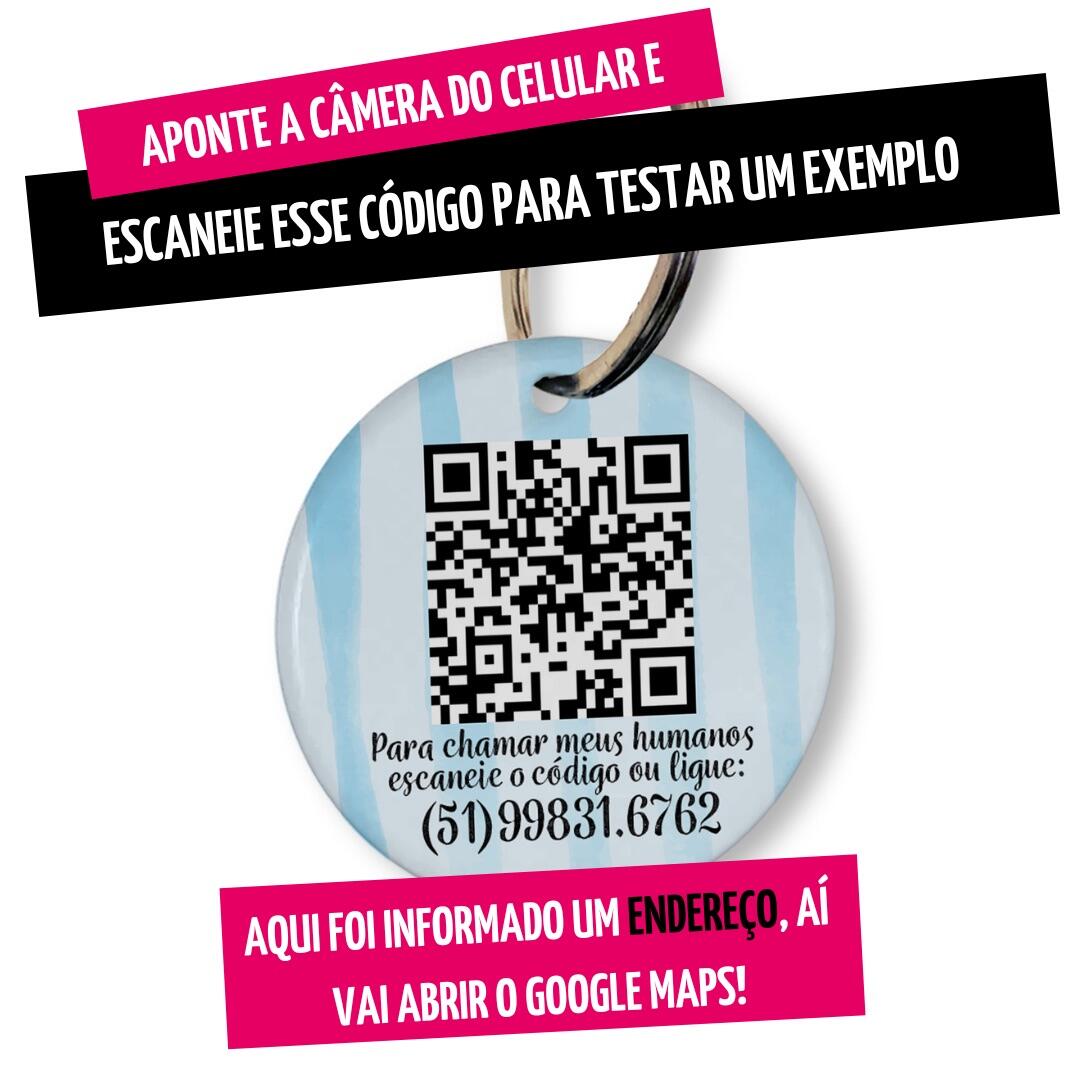 Placa de Identificação Personalizada com Telefone e QR Code - Listas Azuis