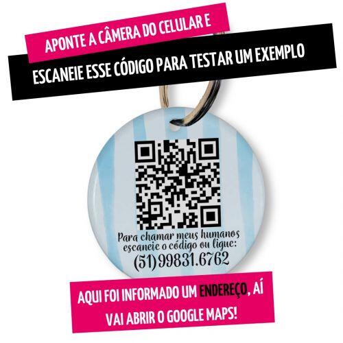 Placa de Identificação Personalizada com Telefone e QR Code - Listas Azuis