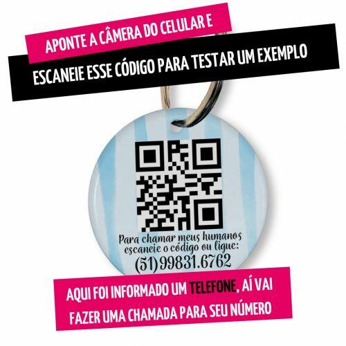 Placa de Identifica��o Personalizada com Telefone e QR Code - Listas Azuis