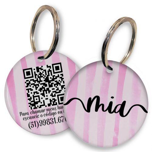 Placa de Identifica��o Personalizada com Telefone e QR Code - Listas Rosas