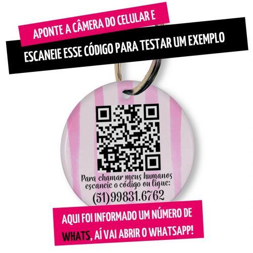Placa de Identifica��o Personalizada com Telefone e QR Code - Listas Rosas