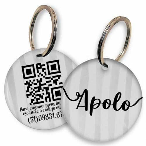 Placa de Identifica��o Personalizada com Telefone e QR Code - Listas Cinzas