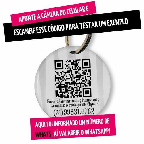 Placa de Identifica��o Personalizada com Telefone e QR Code - Listas Cinzas