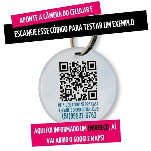 Placa de Identifica��o Personalizada com Telefone e QR Code - Patinha Aquarela - Azul