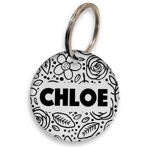 Placa de Identifica��o Personalizada com Telefone e QR Code - Floral P&B
