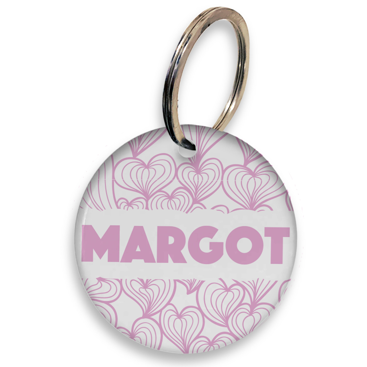 Placa de Identificação Personalizada com Telefone e QR Code - Mar de Corações - Rosa