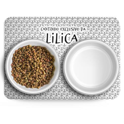 Tapete para Comedouro Personalizado Antiderrapante - Bichon Fris�