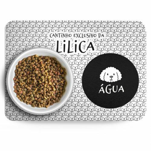 Tapete para Comedouro Personalizado Antiderrapante - Bichon Fris�