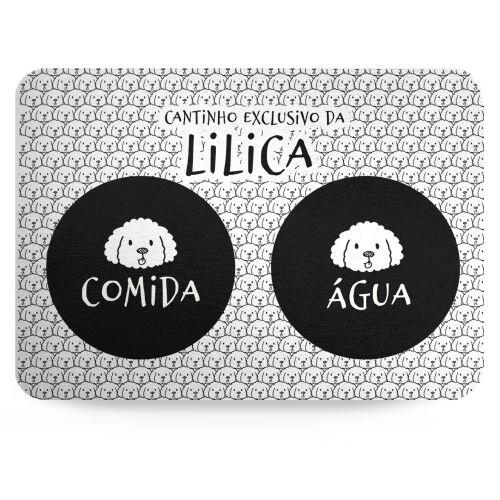 Tapete para Comedouro Personalizado Antiderrapante - Bichon Fris�