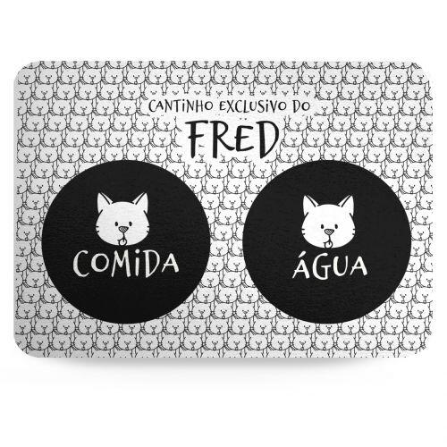 Tapete para Comedouro Personalizado Antiderrapante - Gato