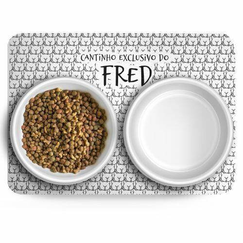 Tapete para Comedouro Personalizado Antiderrapante - Gato