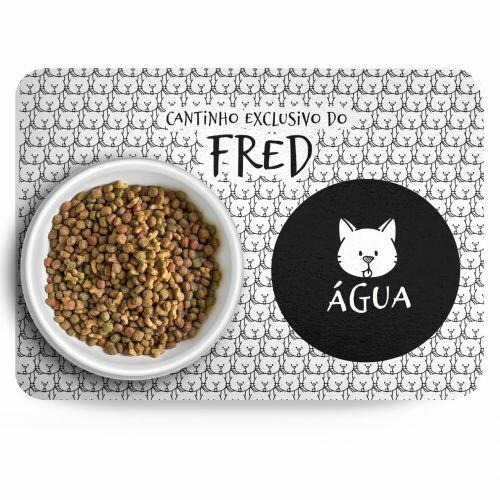 Tapete para Comedouro Personalizado Antiderrapante - Gato