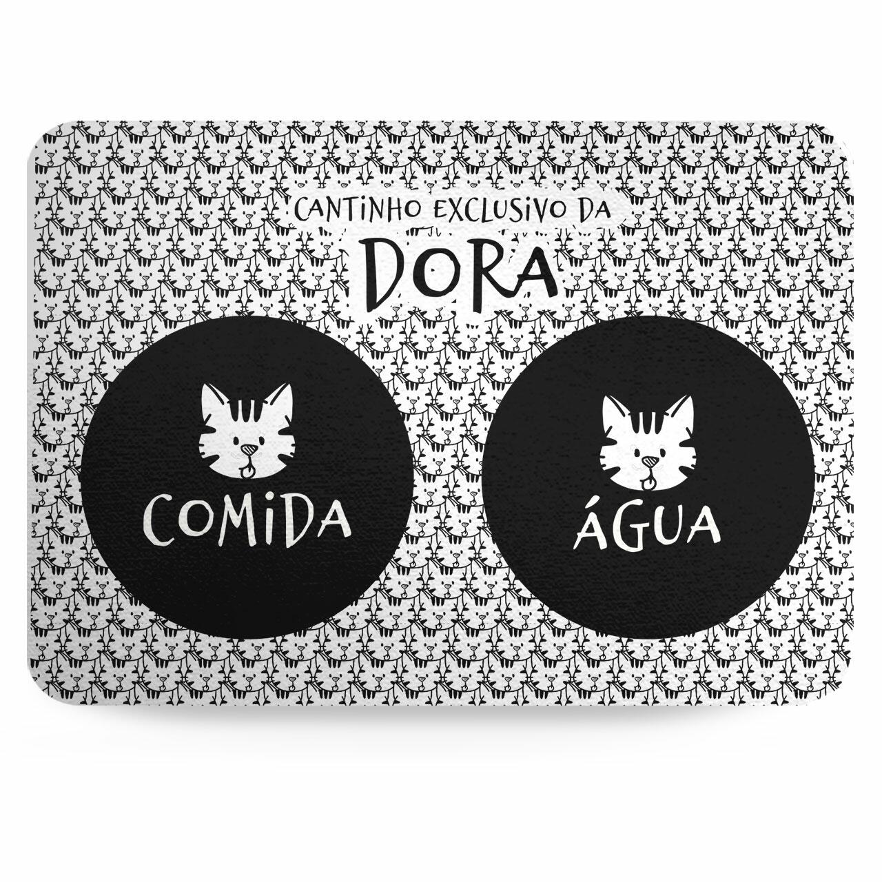 Tapete para Comedouro Personalizado Antiderrapante - Gato Rajado