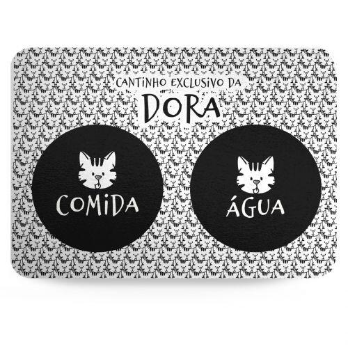 Tapete para Comedouro Personalizado Antiderrapante - Gato Rajado