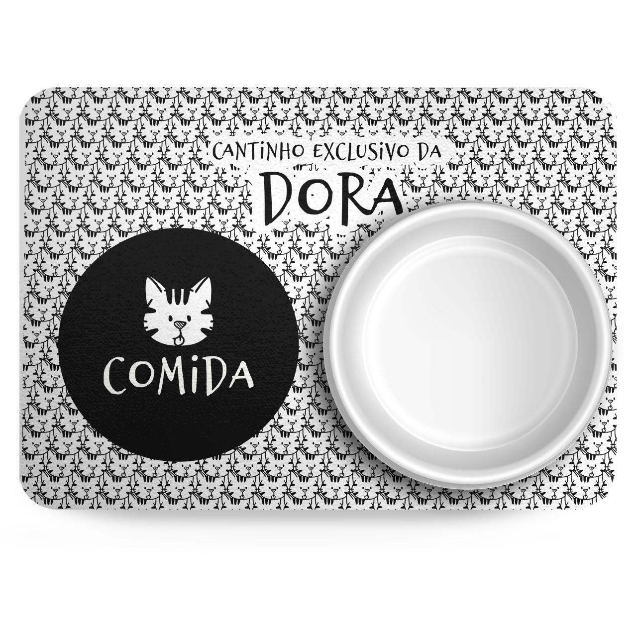 Tapete para Comedouro Personalizado Antiderrapante - Gato Rajado