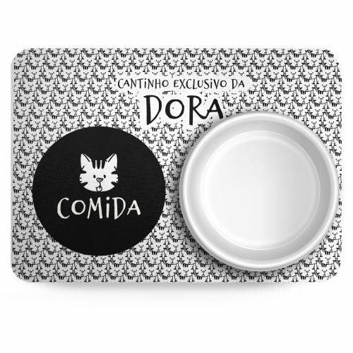 Tapete para Comedouro Personalizado  Antiderrapante - Gato Rajado