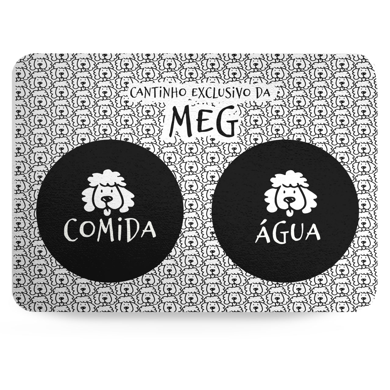 Tapete para Comedouro Personalizado Antiderrapante - Poodle