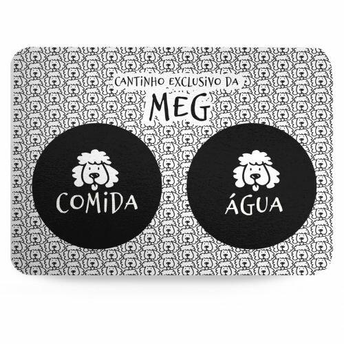 Tapete para Comedouro Personalizado Antiderrapante - Poodle