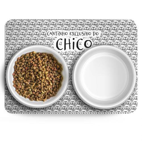 Tapete para Comedouro Personalizado Antiderrapante - Pug