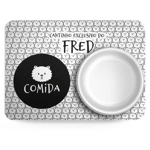 Tapete para Comedouro Personalizado - Antiderrapante -  Spitz - Lulu