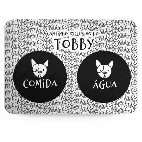 Tapete para Comedouro Personalizado - Antiderrapante- Vira Lata Pelo Curto