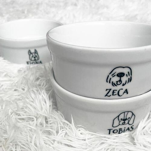 Comedouro/Bebedouro Personalizado Com o Nome do Pet - Tigela de Cerâmica para Pets - Dachshund - Salsicha