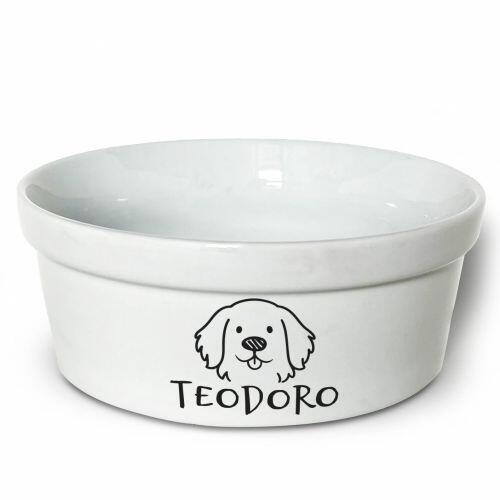 Comedouro/Bebedouro Personalizado Com o Nome do Pet - Tigela de Cer�mica para Pets - Golden Retriever